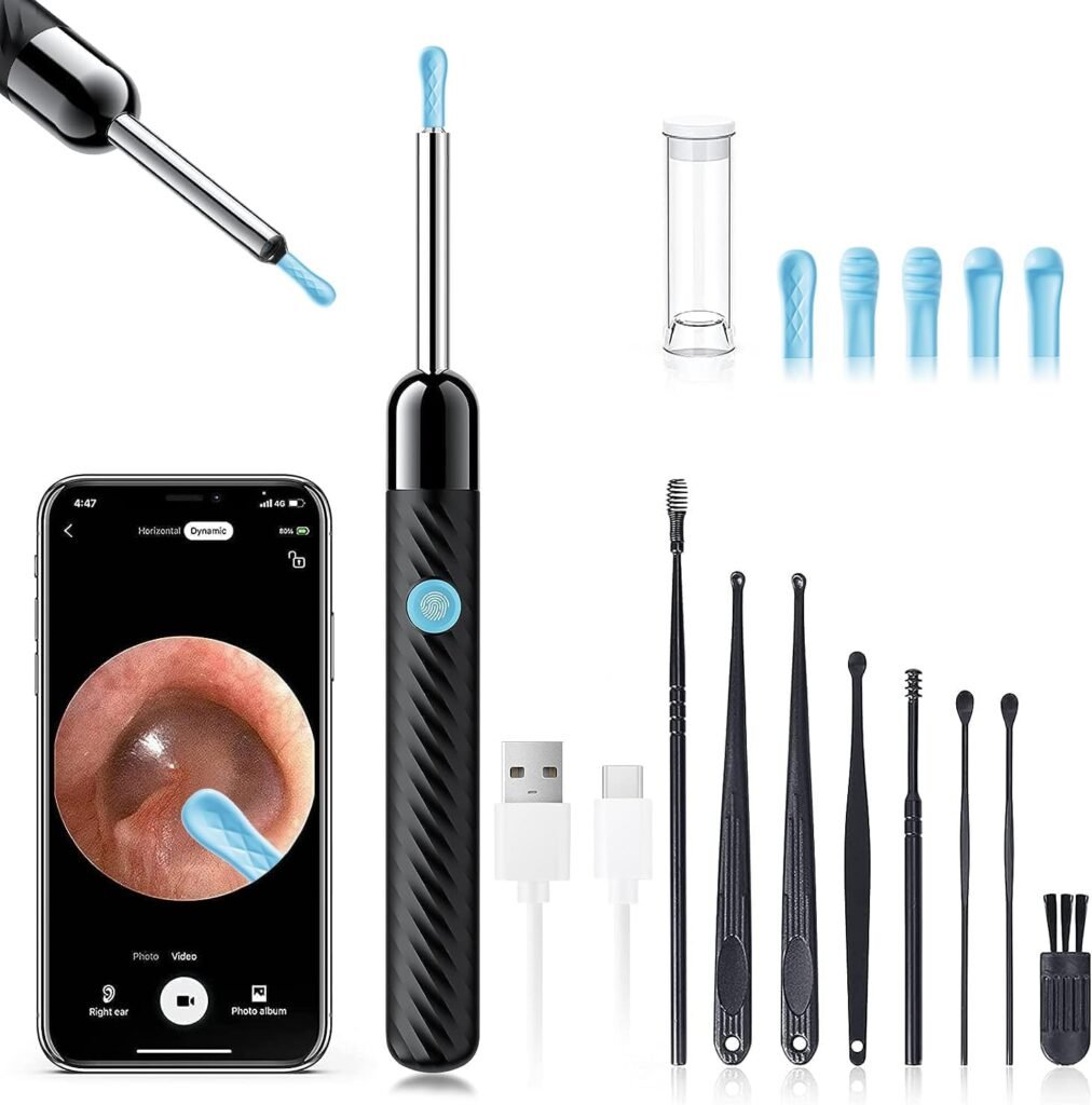 Ear Wax Removal - Earwax Remover Tool with 8 Pcs Ear Set - Ear Canal Cleaner with 1080P Camera - FSA HSA Eligible - Ear Cleaning Kit with 6 Ear Spoon - Ear Camera for iOS Android (Black) Ear Wax Removal - Earwax Remover Tool with 8 Pcs Ear Set - Ear Canal Cleaner with 1080P Camera - FSA HSA Eligible - Ear Cleaning Kit with 6 Ear Spoon - Ear Camera for iOS Android (Black)