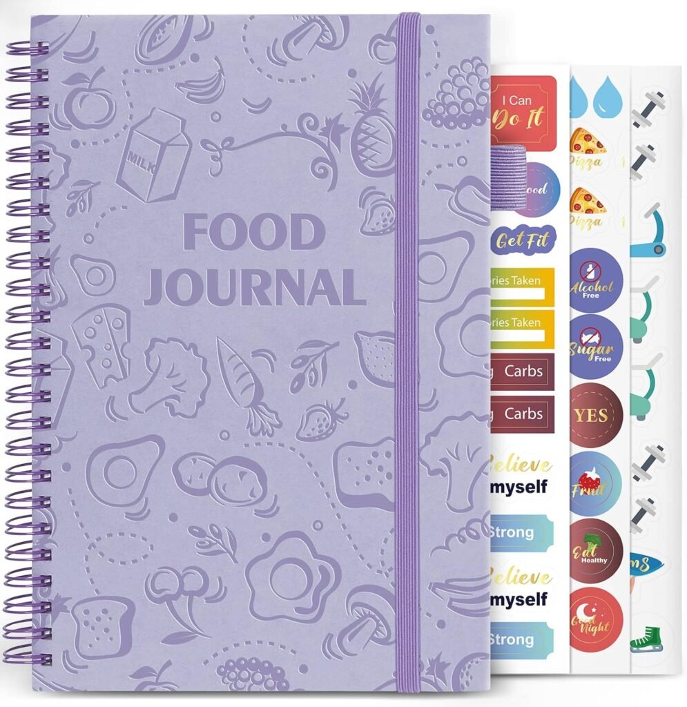 Food Journal for Women Weight Loss Journal Wellness Meal Planner A5 Size Food Dairy Calories Counter Book Hardcover Workout Planner Tracking Progress Undated-Purple