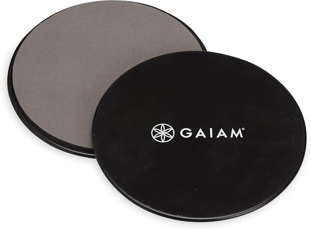 Gaiam Core Sliding Discs - Dual Sided Workout Sliders for Carpet  Hardwood Floor - Home Ab Pads Exercise Equipment Fitness Sliders for Women and Men, Grey/Black