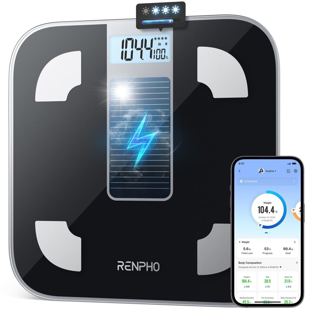 RENPHO Smart Scale for Body Weight, FSA HSA Eligible, Digital Bathroom Scale BMI Weighing Bluetooth Body Fat Scale, Body Composition Monitor Health Analyzer with Smartphone App, 400 lbs - Elis 1