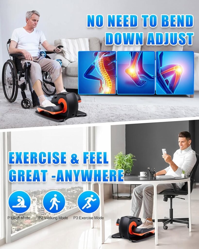 Under Desk Elliptical Machine, Electric Ellipse Leg Exerciser as Seen on Tv for Seniors with 12 Adjustable, Quiet Portable Elliptical Machine, Seated Pedal Exerciser with Remote Control