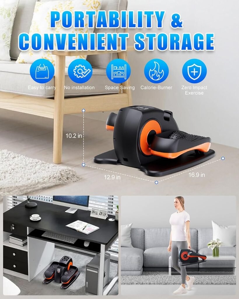 Under Desk Elliptical Machine, Electric Ellipse Leg Exerciser as Seen on Tv for Seniors with 12 Adjustable, Quiet Portable Elliptical Machine, Seated Pedal Exerciser with Remote Control