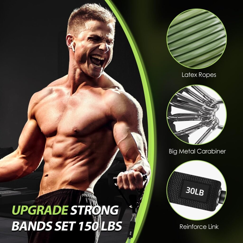 WHATAFIT Resistance Bands, Exercise Bands，Resistance Bands for Working Out, Work Out Bands with Handles for Men and Women Fitness, Strength Training Home Gym Equipment